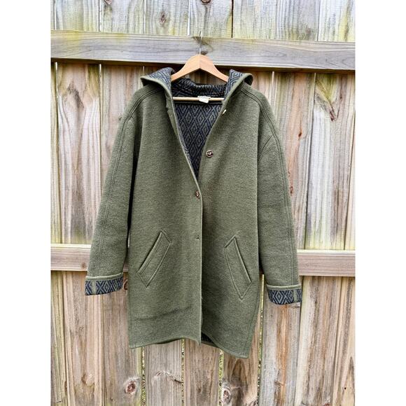 L.L. Bean Forest Green Hooded Utility Jacket - Picture 2 of 10